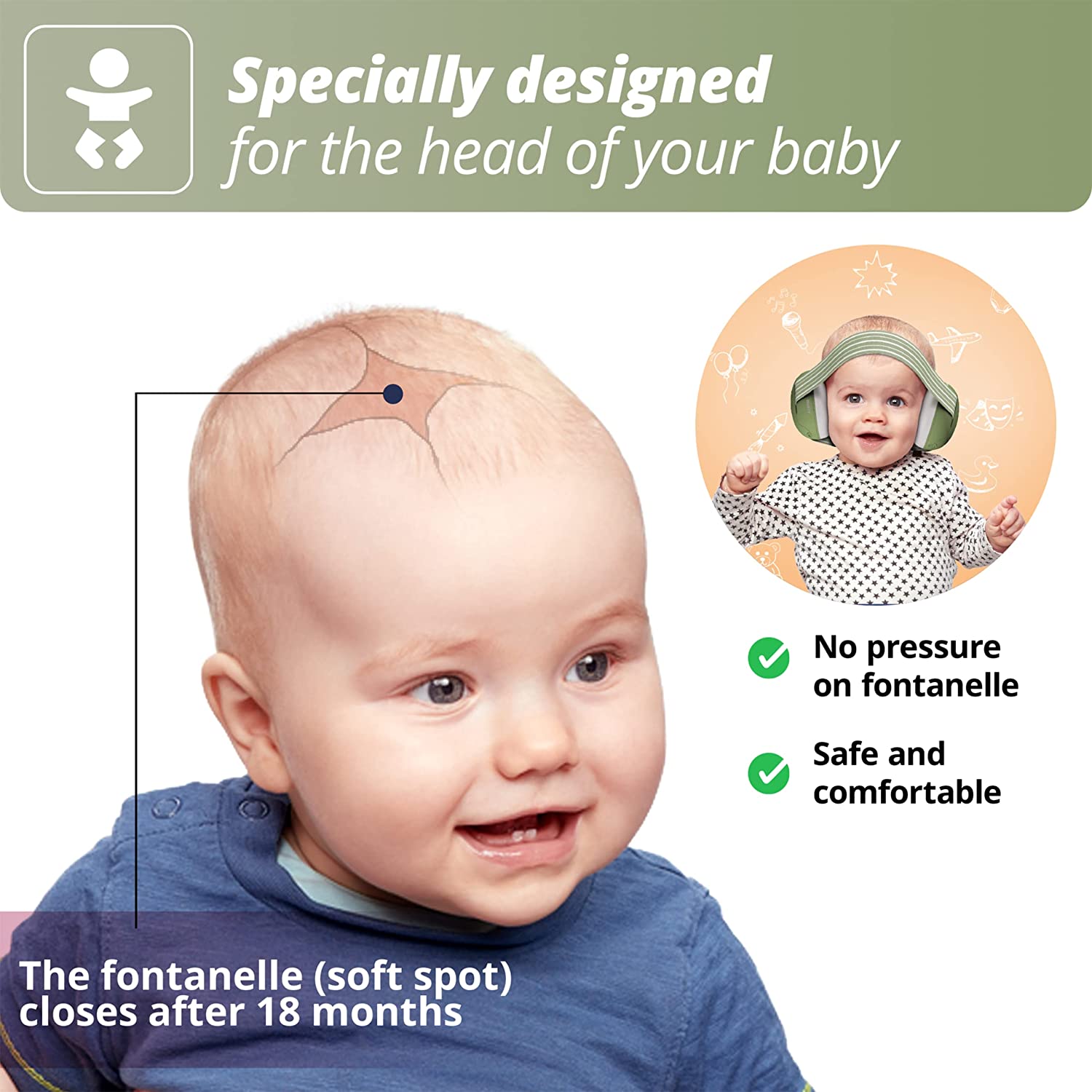Alpine Muffy Baby Ear Protection for Babies and Toddlers up to 36 Months - CE & ANSI Certified - Noise Reduction Earmuffs - Comfortable Baby Headphones Against Hearing Damage & Improves Sleep - Black - Image 3